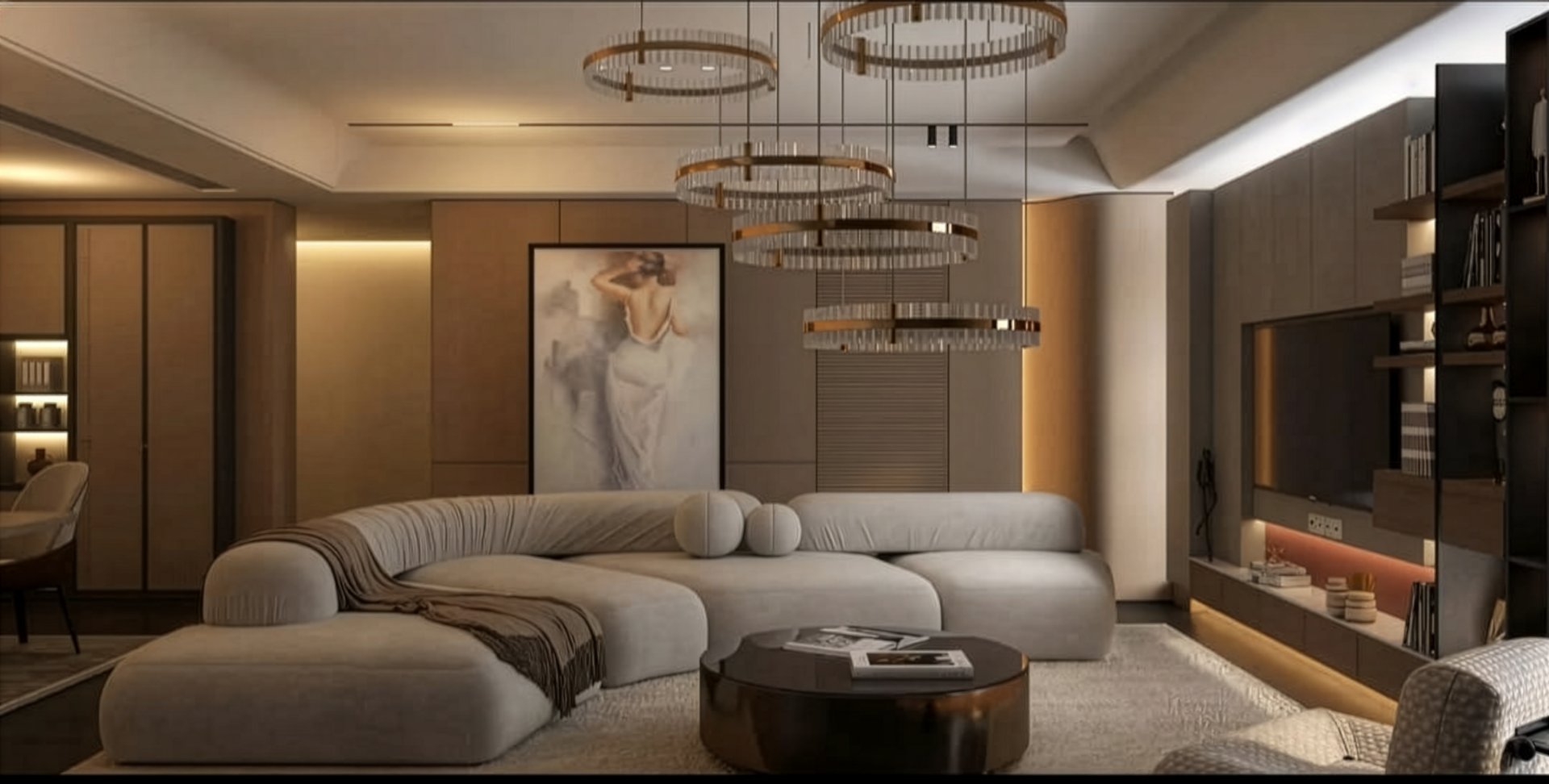 Penthouse Berlin · Wohnzimmer im Quiet-Luxury-Stil